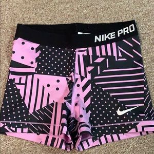 Nike Pro purple dot shorts